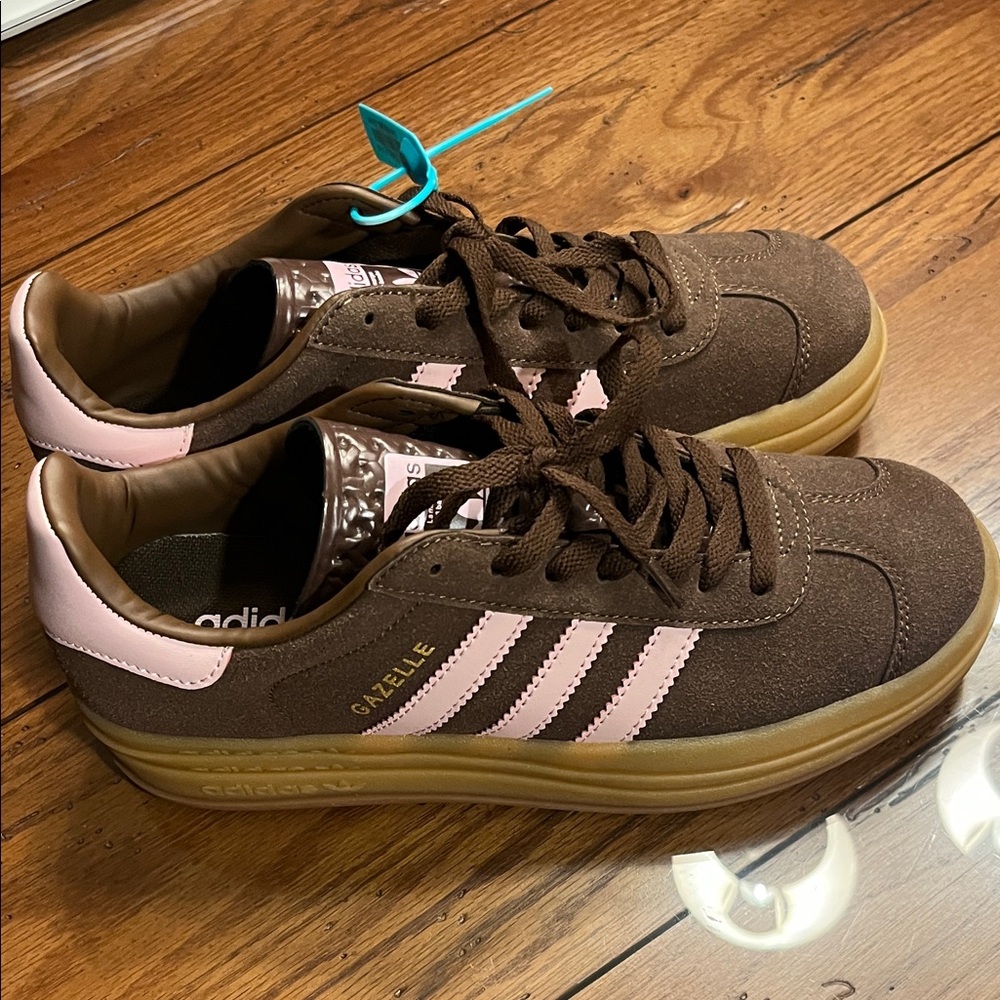 Adidas Gazelle Brown with Pink Stripes